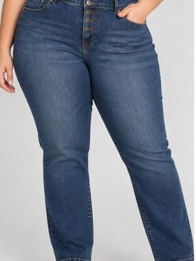 Torrid Denim Size 18 Dark Wash Straight Leg Stretch Jeans 3 Button Fly